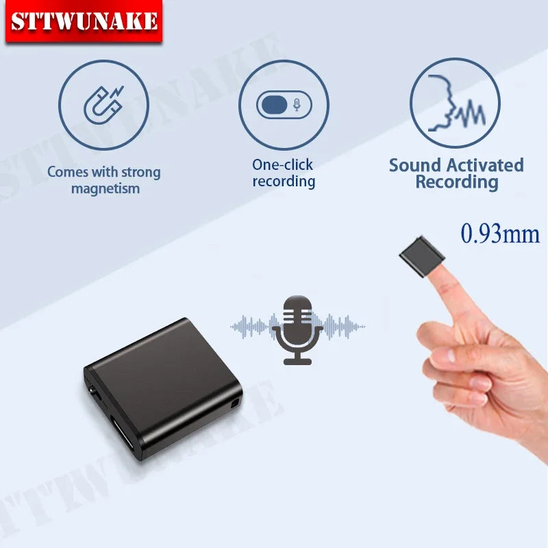 Mini Voice Activated Recorder Only 0.25cm Built-in Magnet Small Digital Audio Recording Sound Device Micro Dictaphone STTWUNAKE 