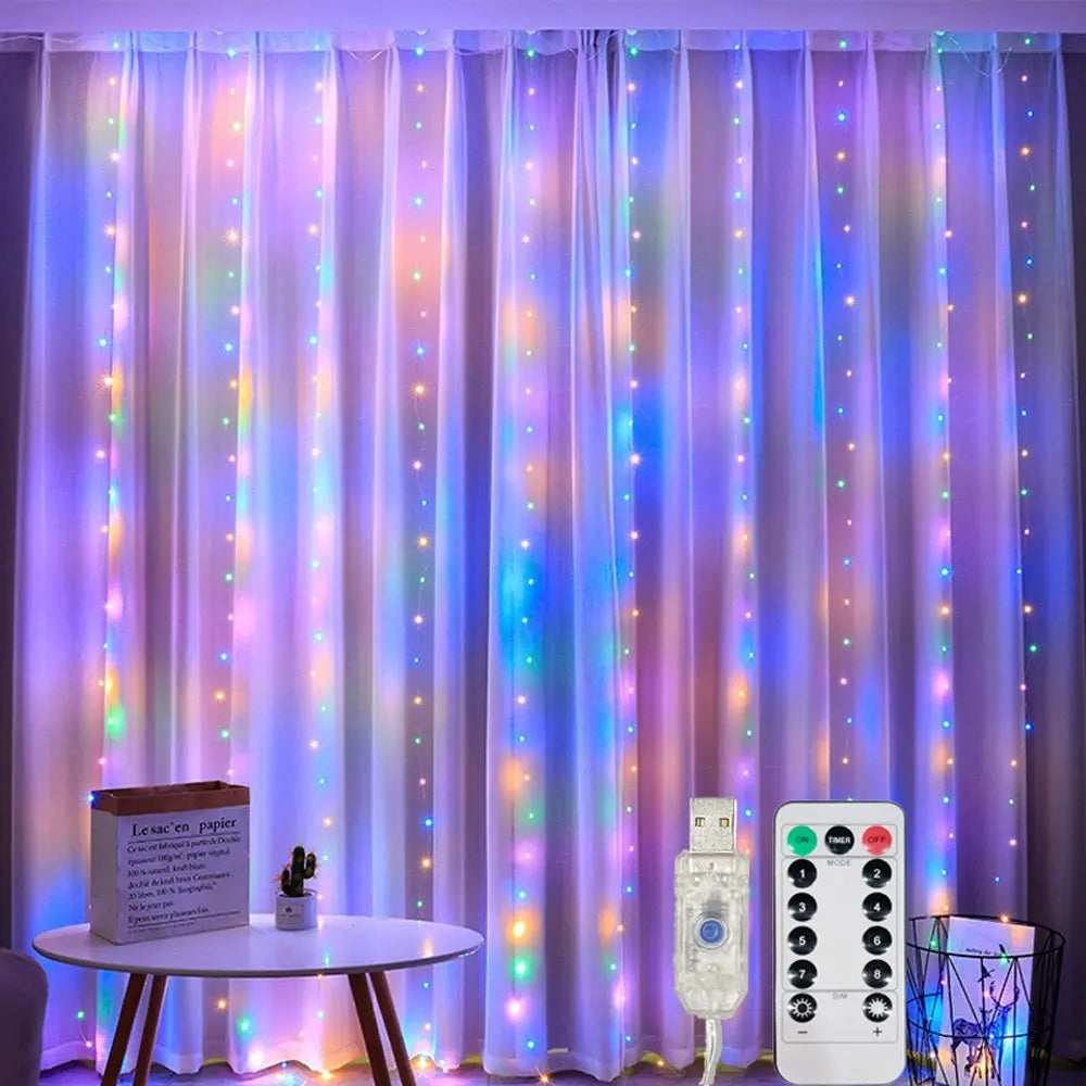 USB Curtain String Lights 8 Modes Fairy Light Christmas Halloween Garland Holiday Led Light Wedding Party Home Bedroom Decor 