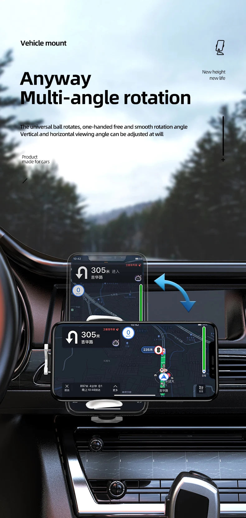 Wireless Car Charging Holder with Automatic Clamps