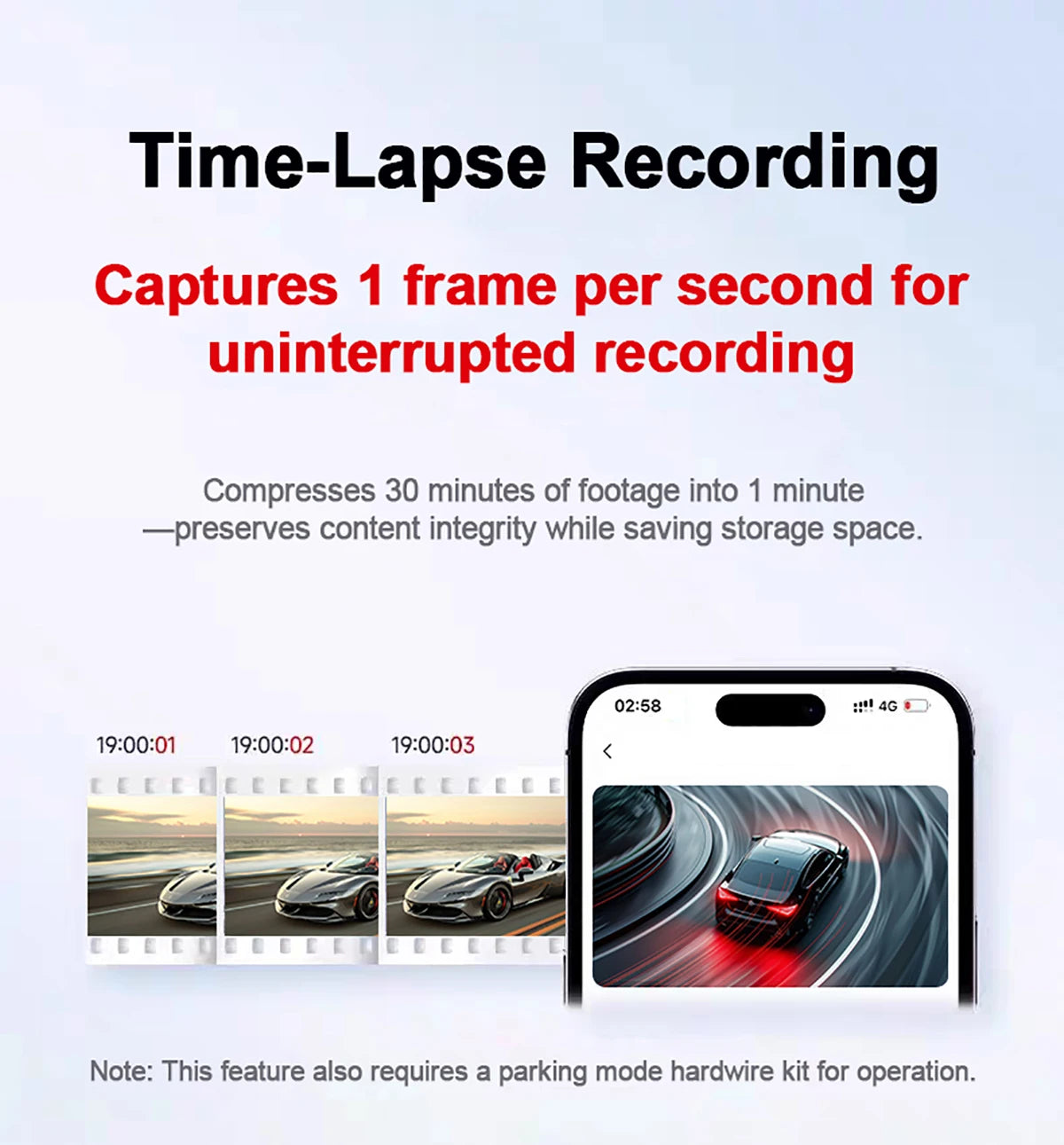 4-linse 360° dashcam med natvision og 24-timers parkeringsovervågning