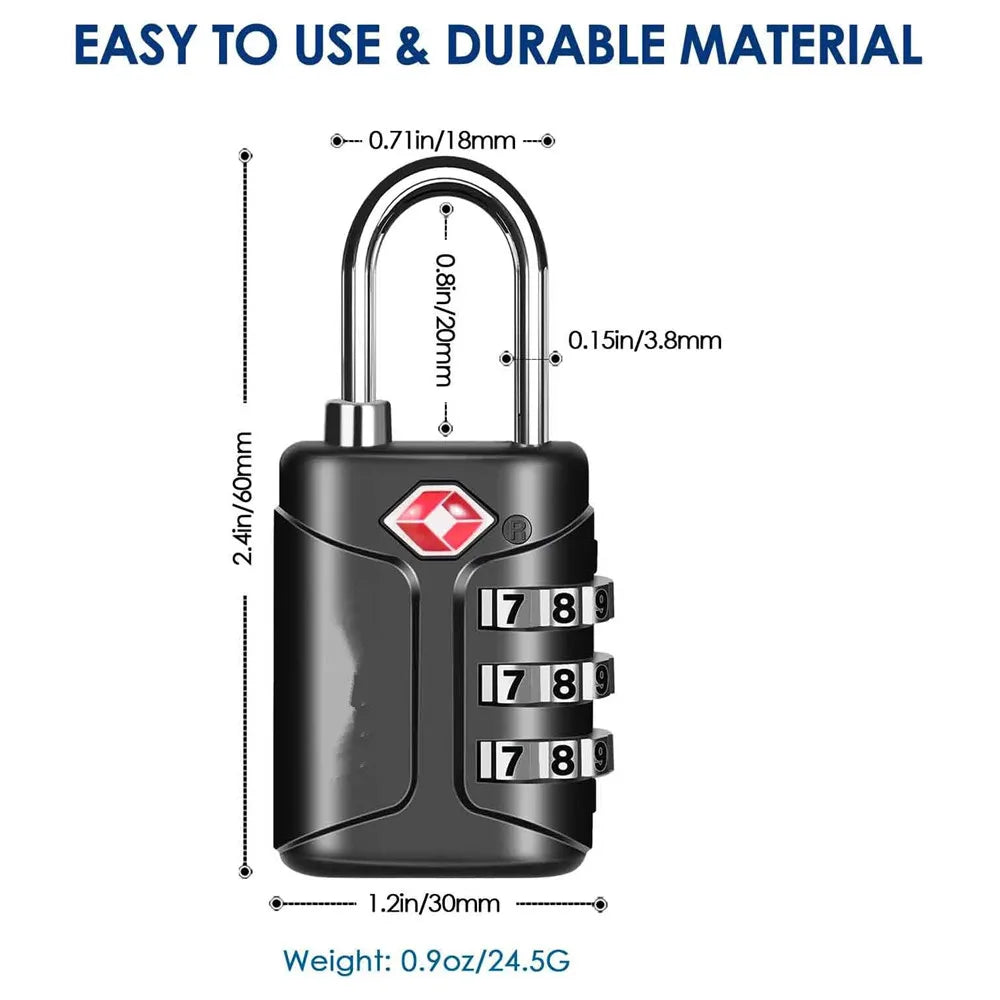 Three-Digit Travel Combination Lock