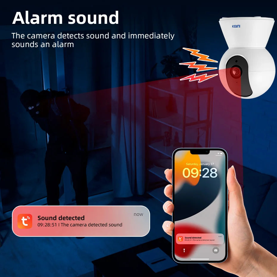 KERUI Mini Indoor Wireless 5MP Tuya Smart WiFi IP Camera Home Security CCTV Surveillance Camera With Auto Tracking Onvif 