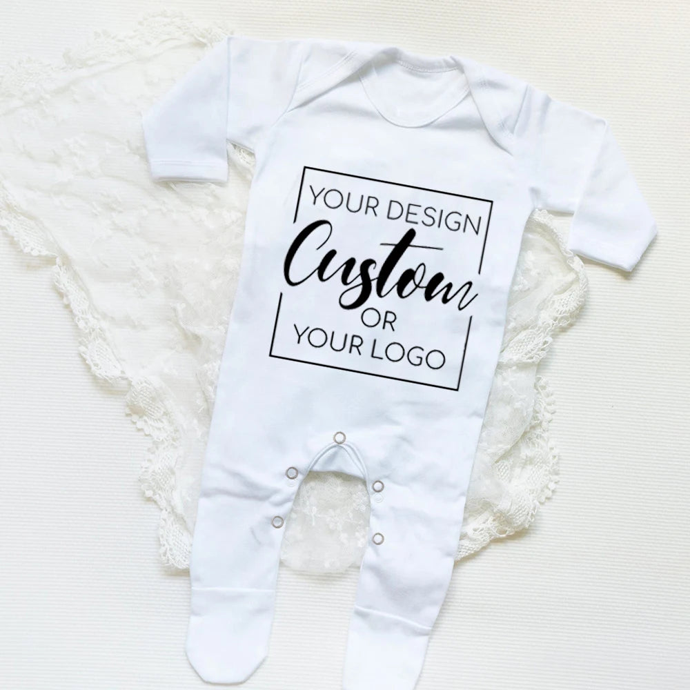 Babygrow spalna obleka po meri Vaš dizajn ali logotip, natisnjen neposredno na bodi Baby Coming Home Outfit Newbron tuš darilo