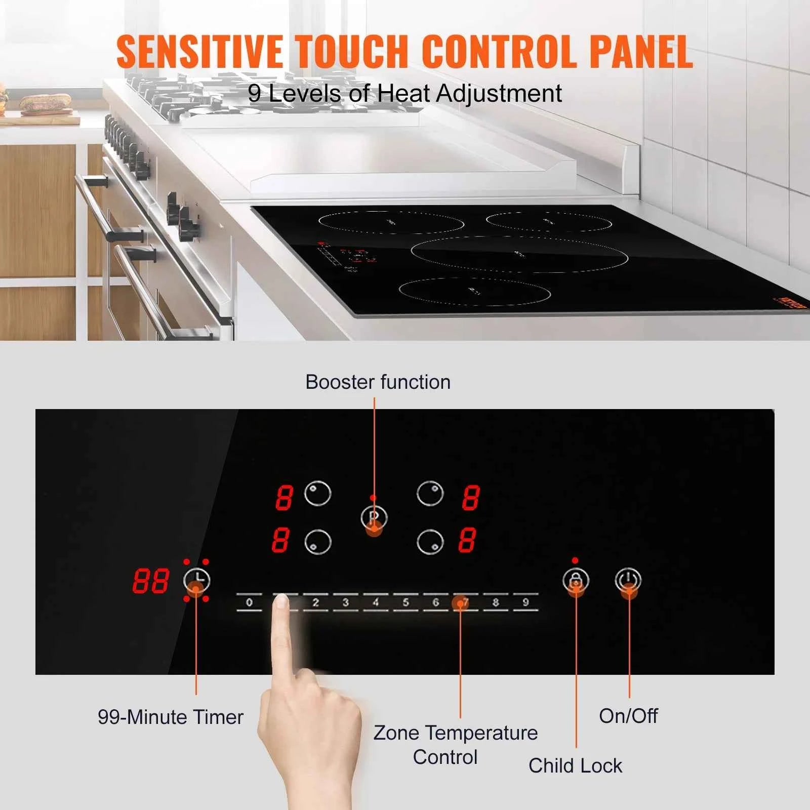 30-Inch Built-In 4-Burner Induction Cooktop with Touch Control