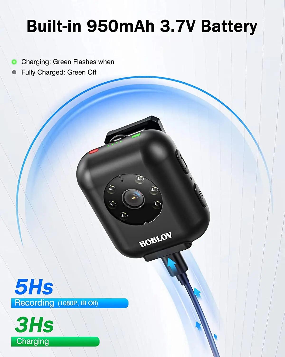 BOBLOV W4 Body Worn Camera 64GB 1080P Video Camera 950mAh Battery 5hours Video Shooting Mini Sport Camera with Head strap Layard Spy-shop.com