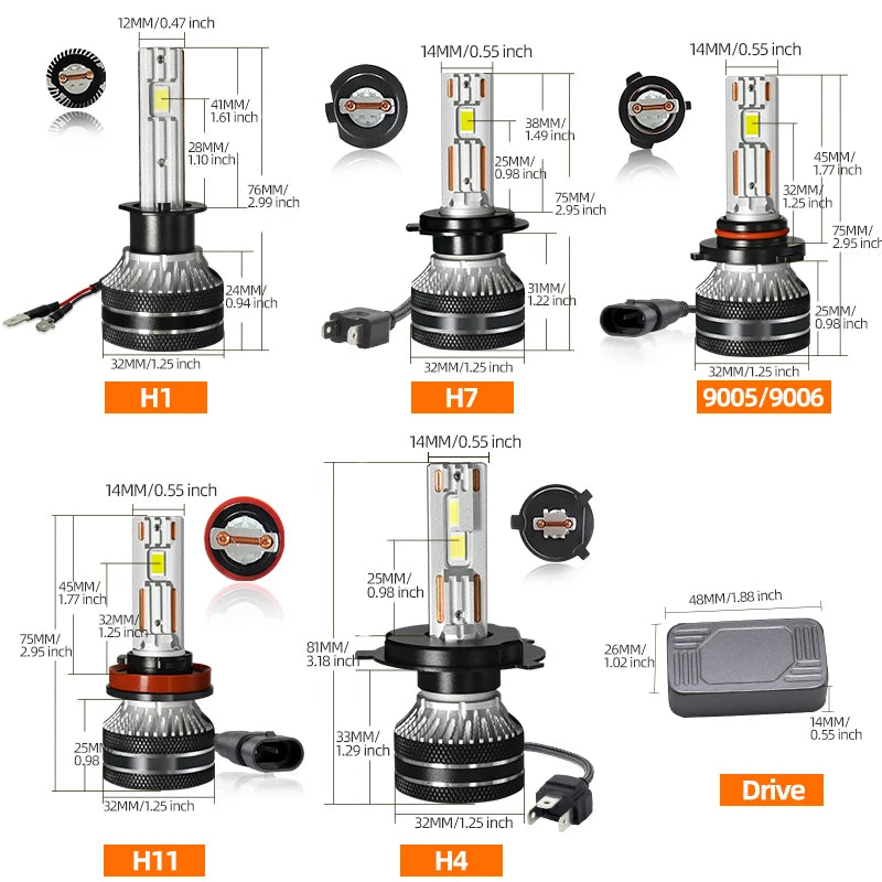 K5C H7 LED 60000LM 140W H7 Canbus Led Bulbs 4300K LED H4 H11 HB3 9005 HB4 9006 K6C Led Tub Dublu Cupru Rezervor de ceață 12V 2 Bucăți