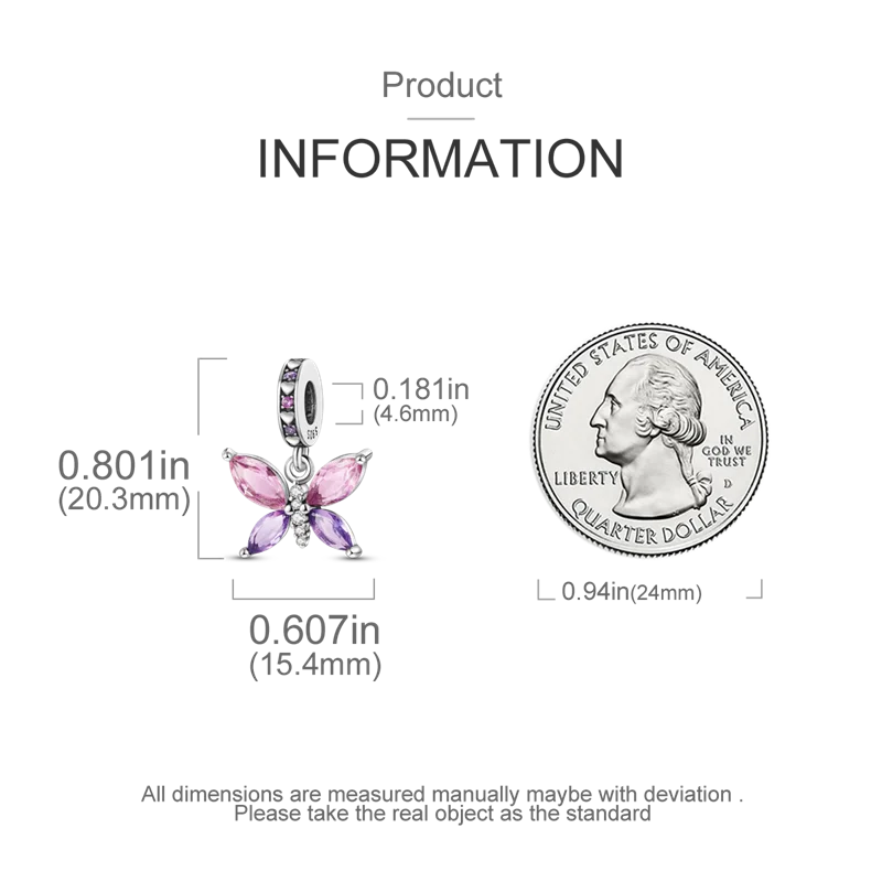 Original 925 Sterling Silver Colorful Butterfly Charms Beads Pendants Fit S925 Bracelet Necklace Fine DIY Birthday Jewelry 