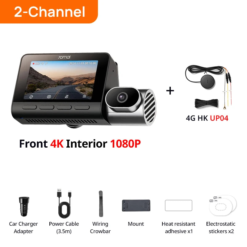 70mai T800 3-Channel 4K Dash Cam with HDR, GPS, 4G & WiFi 6