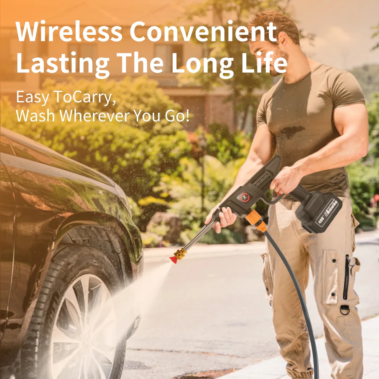 21V Cordless High-Pressure Water Gun 50BAR for Car, Home & Garden