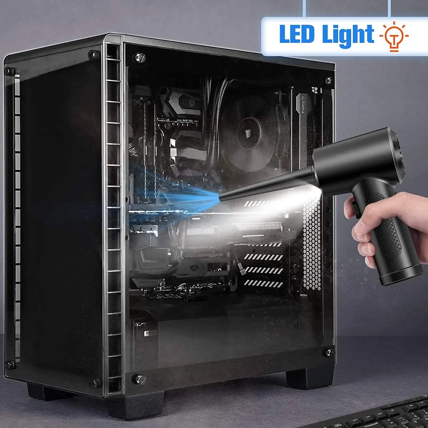 Protable Air Duster for Computer Cleaning 51000RPM Cordless Compressed Air Blower with LED Light for PC computers Keyboard Clean 