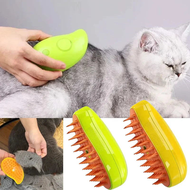 Steamy Dog Brush Electric Spray Cat Hair Brush 3 In1 Dog Steamer Brush for Massage Pet Grooming Removing Tangled and Loose Hair 