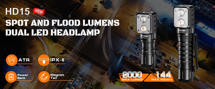 Wurkkos TS30S Pro 6000lm Tactical Flashlight 1086m USB-C Power Bank