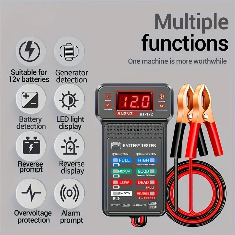 Smart Car Battery Tester, Suitable for Home Self-Checking/Repair Shops, One-Click Diagnosis of Life Span and Capacity, Quick Fault Identification, Intuitive Data Display, Compatible with Multiple Car Models, a Tester That Can