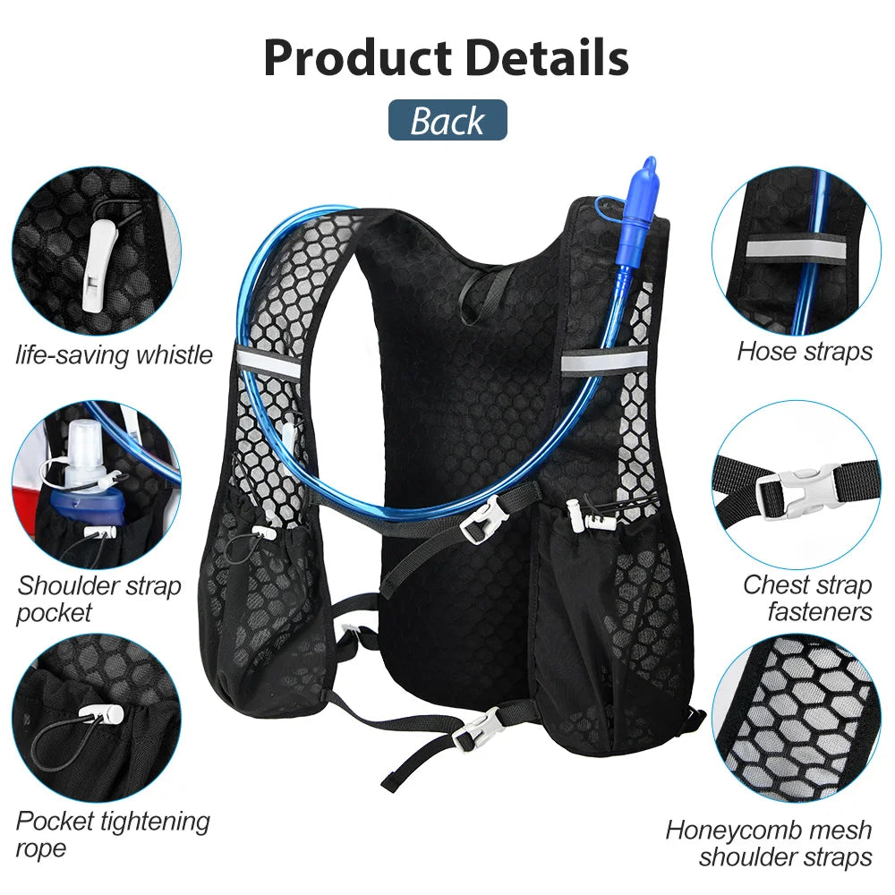 NEWBOLER Breathable Hydration Vest Trail Running Backpacks Lightweight Cycling Run Jogging Marathon Backpack Riding Climbing Bag 