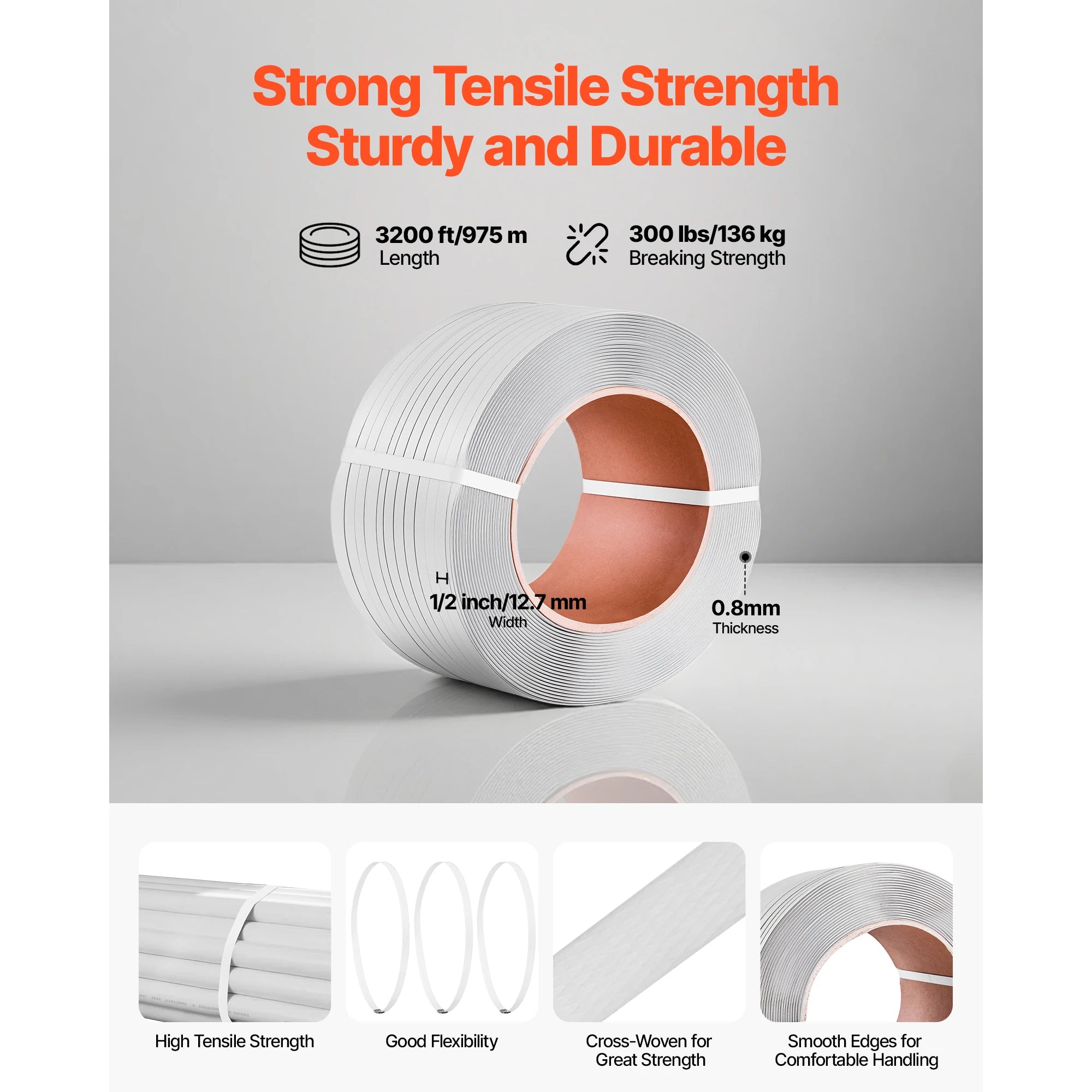 Manual Pallet Strapping Kit with 3200ft PP Band & 1000 Seals