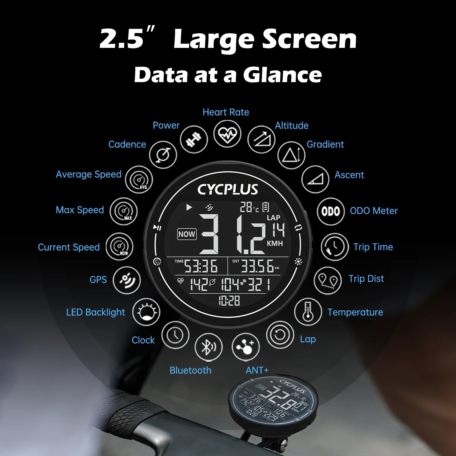 CYCPLUS M2 Wireless GPS Bicycle Computer ANT+ Bluetooth Cycling Road Bike MTB Waterproof Speed Meter Cadence Power Accessories 