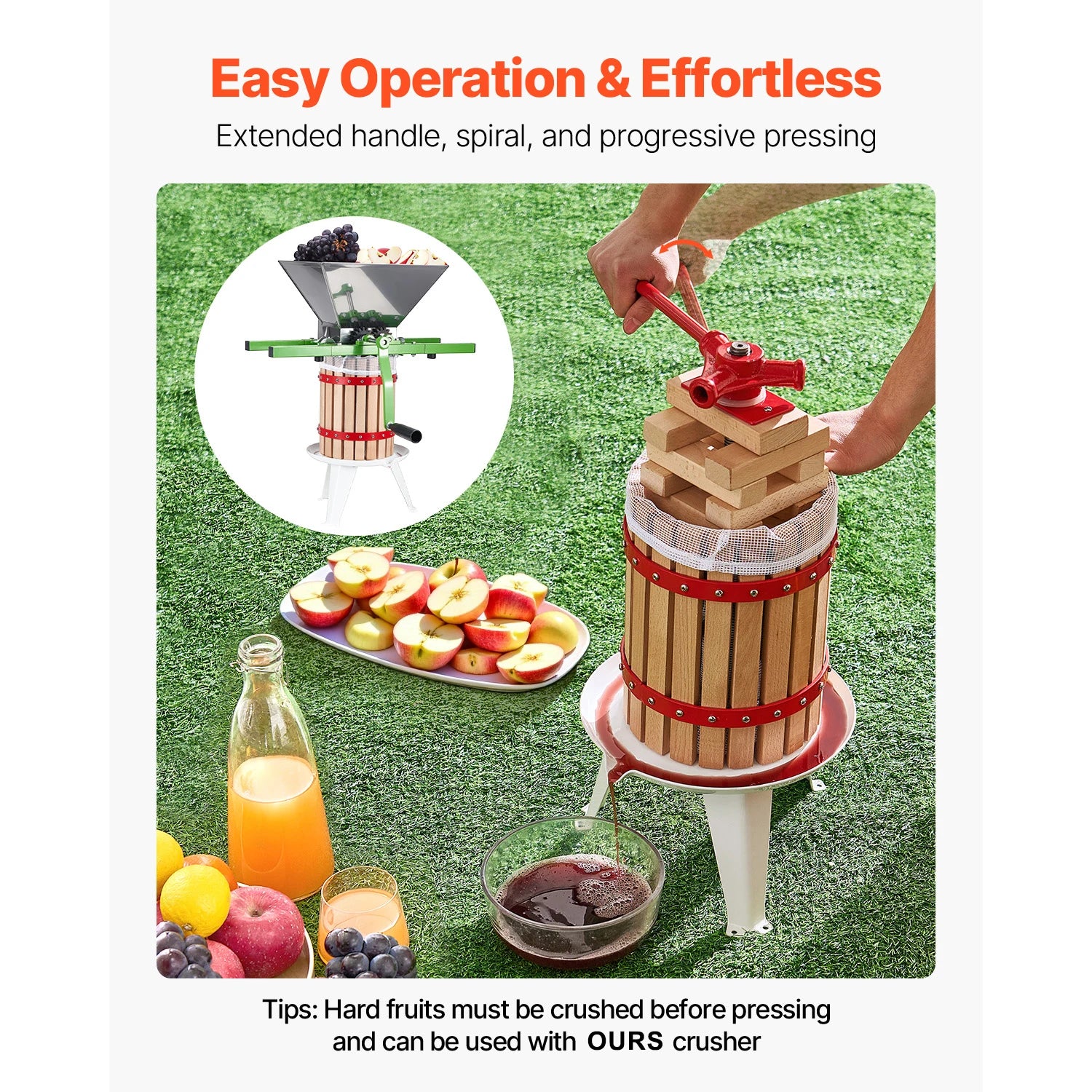 6L-18L Fruit Wine Manual Press Solid Wood Basket Juice Maker