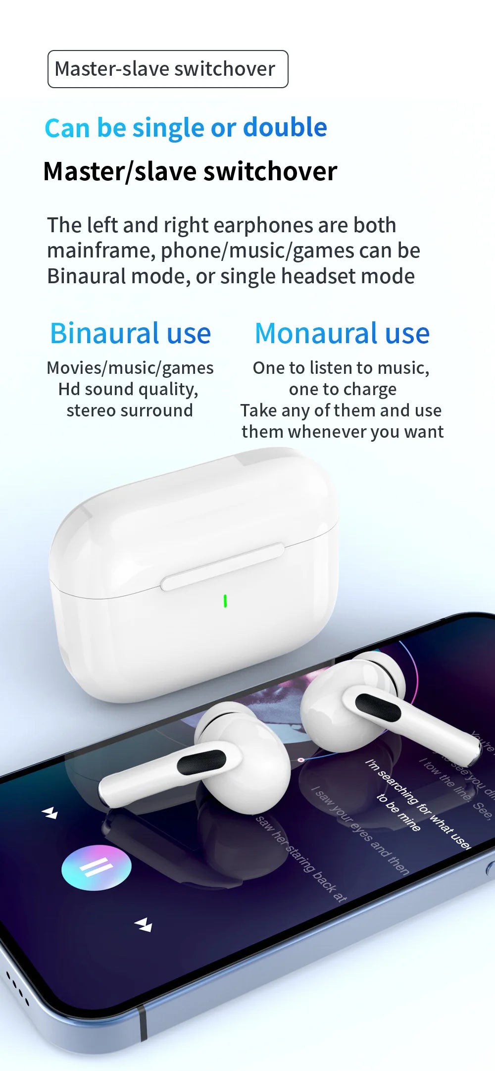 White True Wireless Bluetooth Earbuds