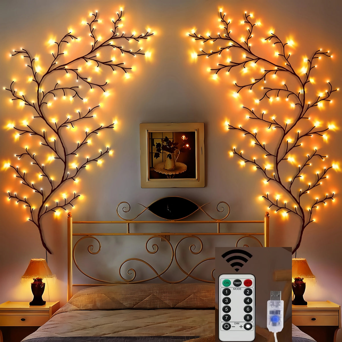 USB Lighted Willow Vine, 72/96/144 LEDs