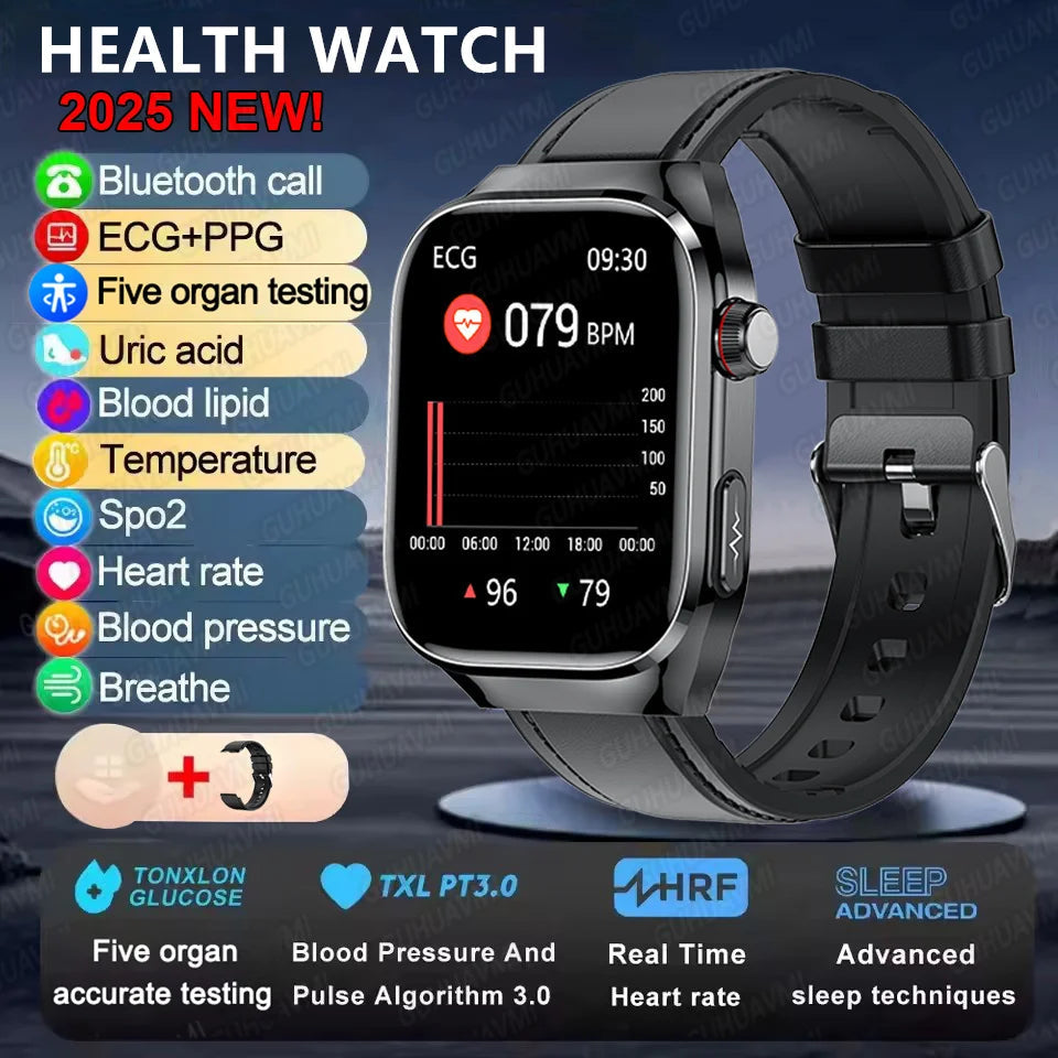 2025New Micro Physical Examination Smart Watch For Men Uric Acid Body Fat Five Organ Health Watches Bluetooth Call SmartBracelet 