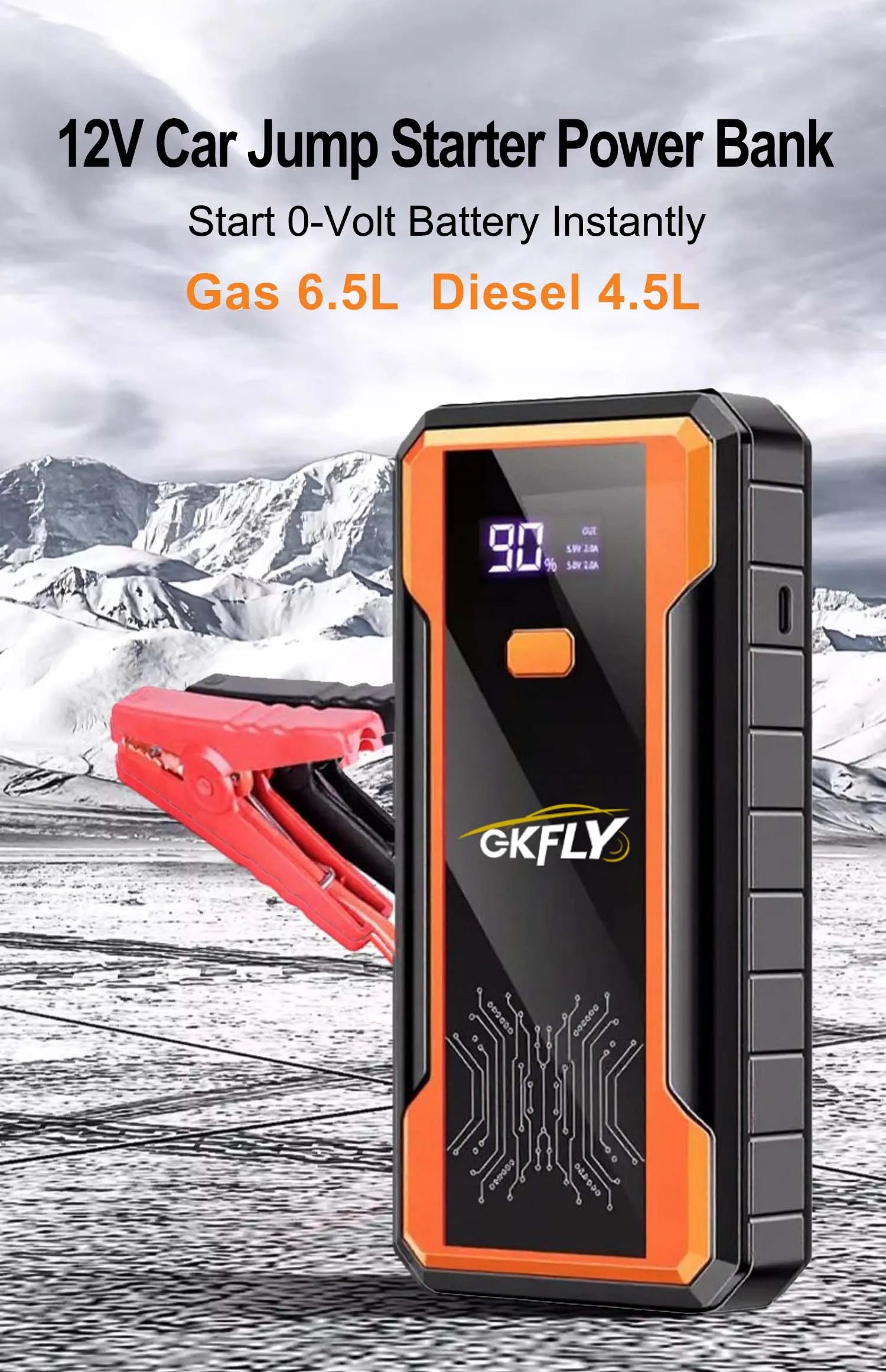 GKFLY 4000A Car Jump Starter Portable Power Bank