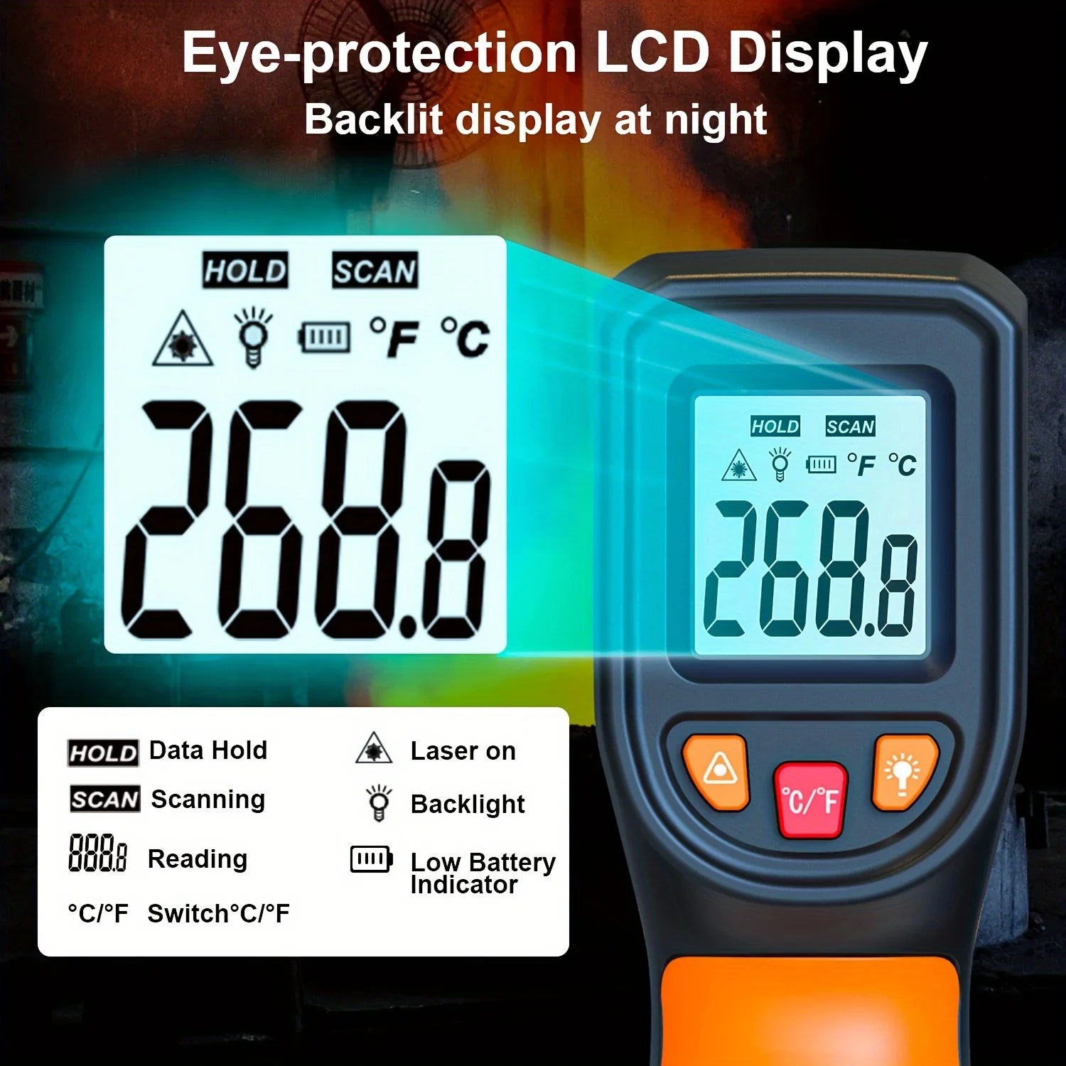 Υπέρυθρο Πιστόλι Θερμοκρασίας Laser -50°C έως 600°C Ψηφιακό Υπέρυθρο Θερμόμετρο