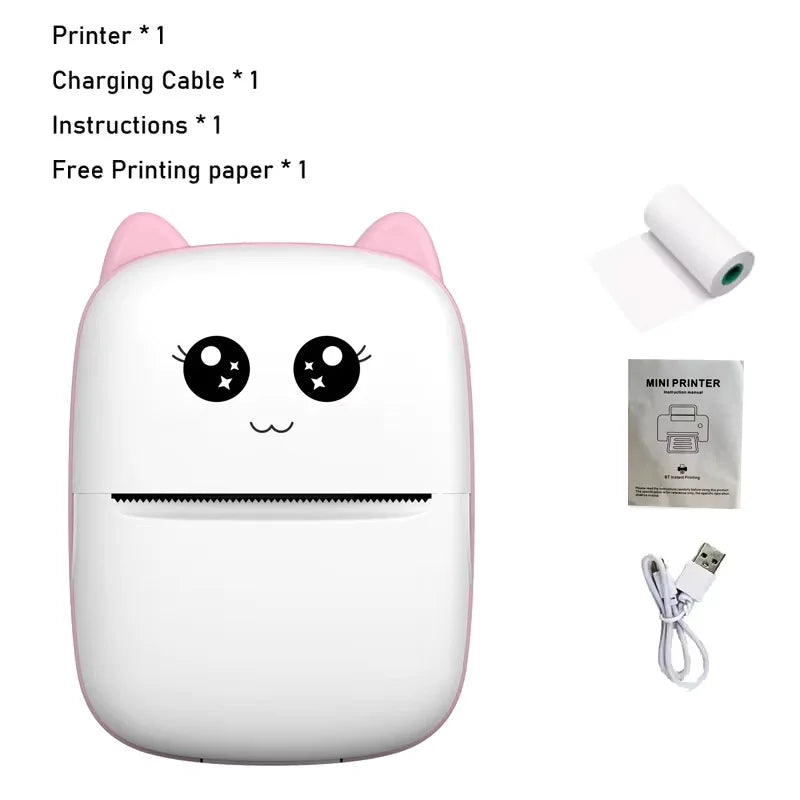 Portable thermal printer mini cat print photo pocket thermal label printer 58mm printing wireless Bluetooth Android iOS printers 