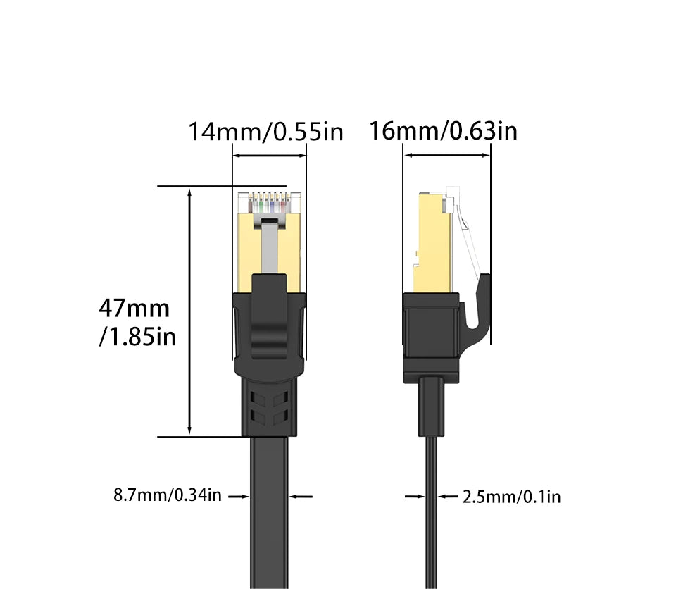 Flat Cat8 RJ45 Ethernet Cable - Length Options