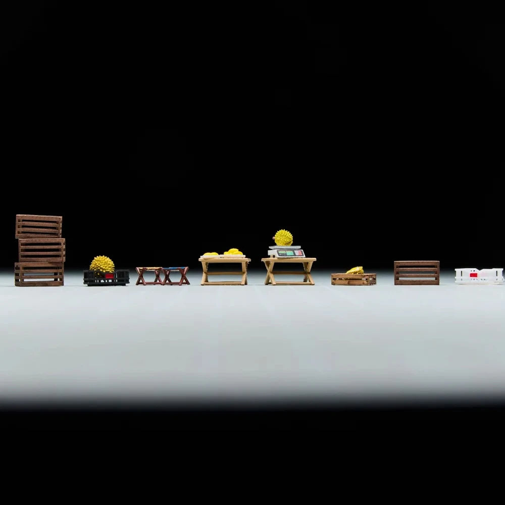 1:64 Resin Fruit Stand and Figure Model Options