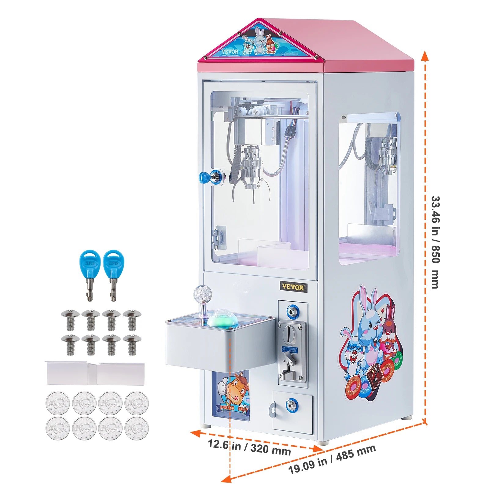 SucceBuy Mașină de gheare Claw 0-3” Diametru fălci 0-5” Ridicare fălci Macara prize captatoare Joc de arcade comercial Dispenser Aparat de vending Jucărie pentru copii
