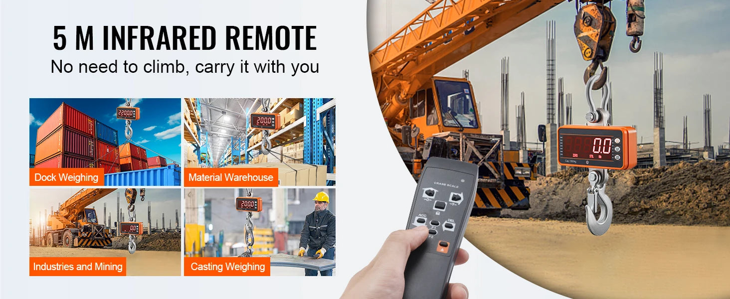 1000kg Digital Crane Scale with Remote & LED Display