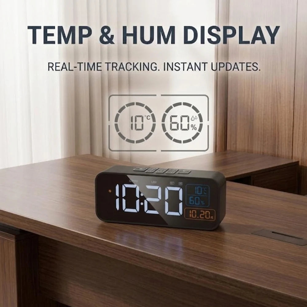 Digital Dual Alarm Clock with Temperature and Humidity