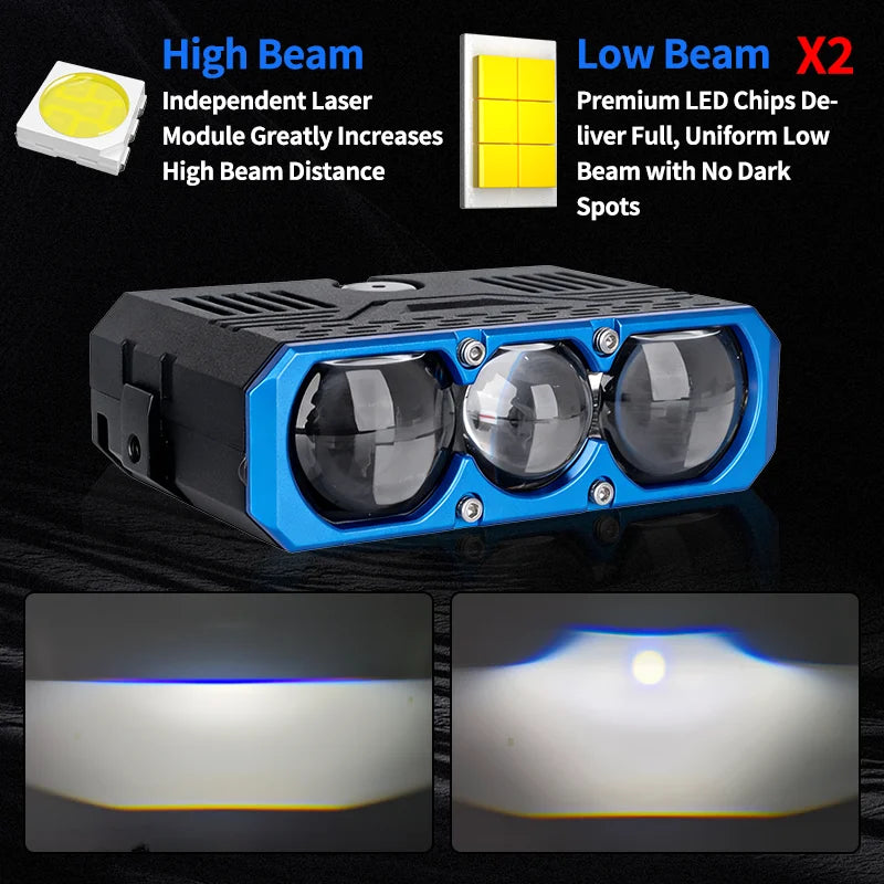 New Triple Lens LED Spotlight LED Headlight Universal Grille Light Car Accessories For Car Motorcycle OFF-Road SUV ATV