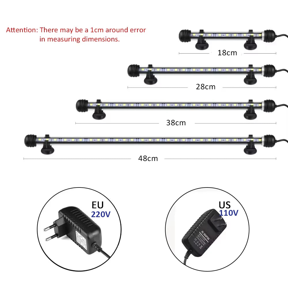 Aquarium LED Bar Light Waterproof Fish Tank Light 110V US 18/28/38/48CM 220V EU Underwater Aquario Lamp Aquariums Decor Lighting