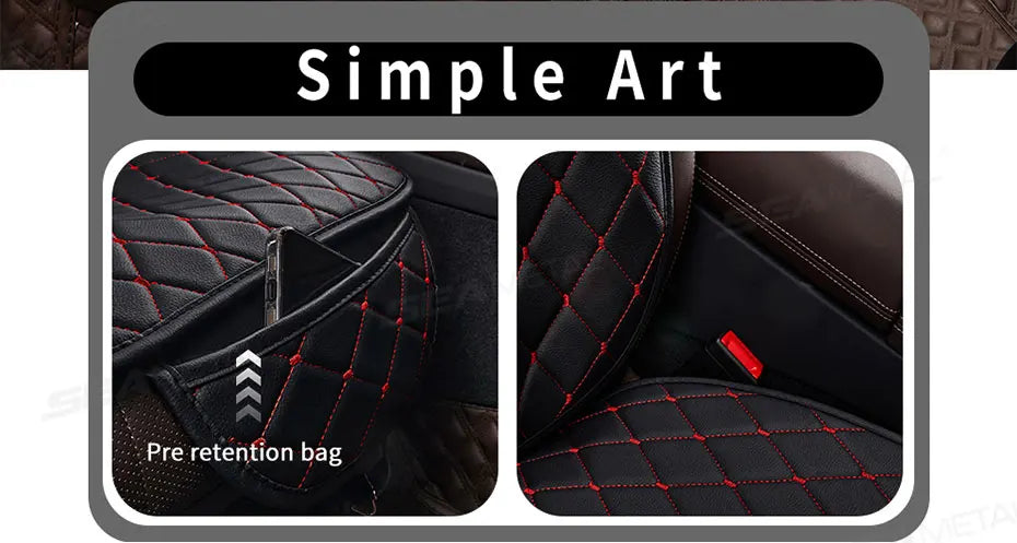 SEAMETAL Premium Car Seat Cushion Luxury Leather Anti Slip Seat Cover Breathable Anti Scratch Car Seat Protector for Sedan Suv