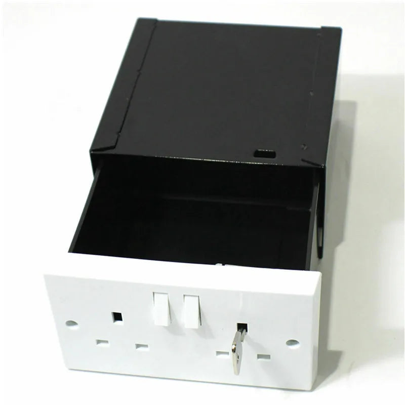 UK Double Plug Socket Hidden Safe Wall Stash Box with Key