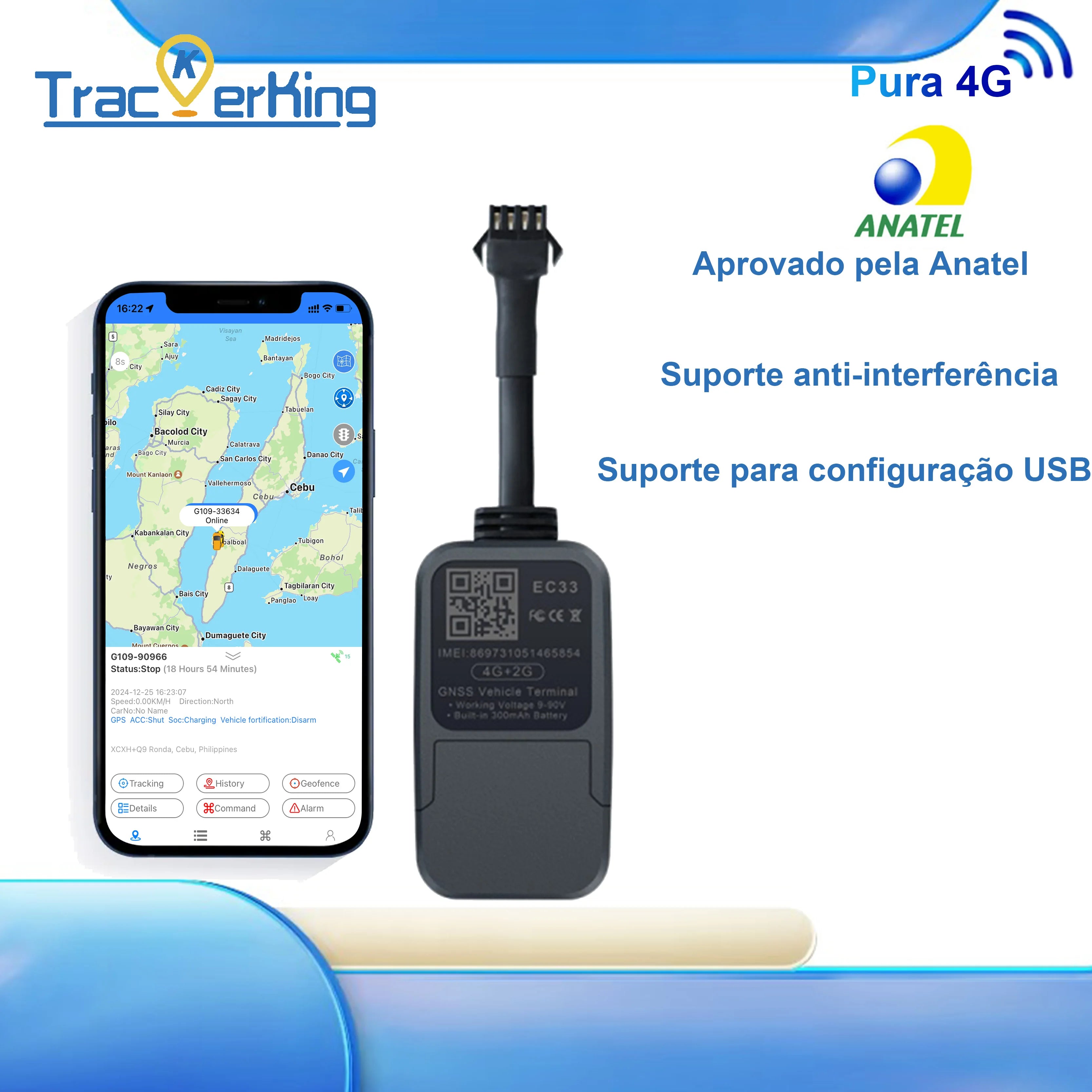 GPS Tracker pro auto, motocykl, satelitní locator trackerking mini EC33 Anti-theft zařízení GPS/GSM locator pro auto