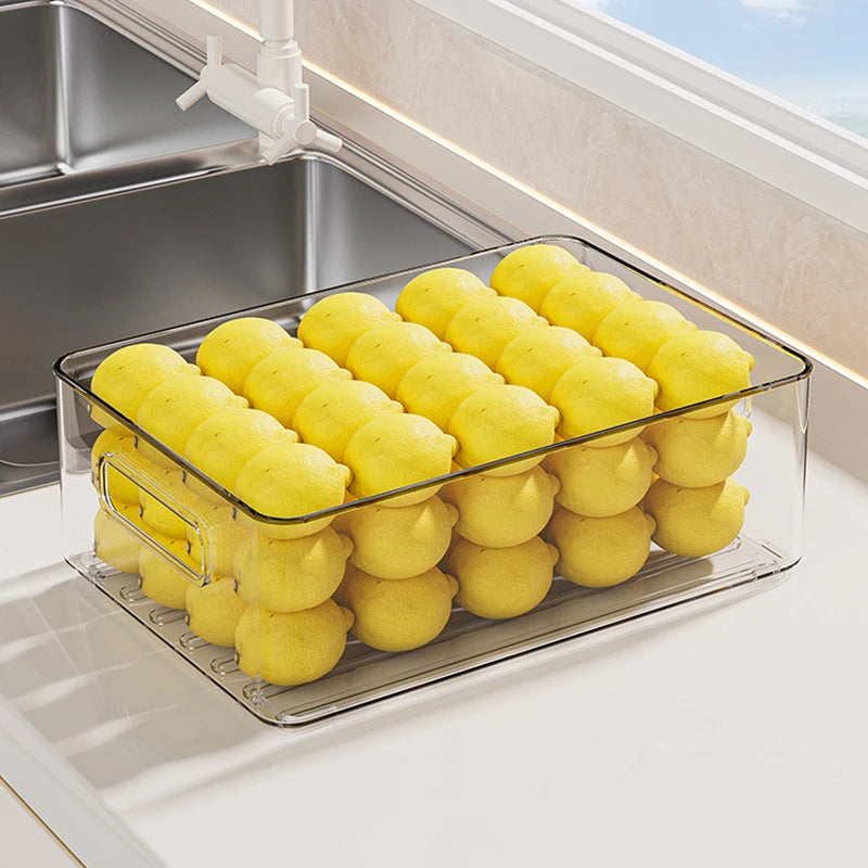 Stackable Clear Storage Bins with Lids for Fridge and Pantry