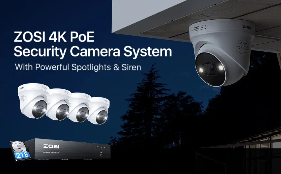 ZOSI 8CH 4K PoE Security Camera System with AI Detection
