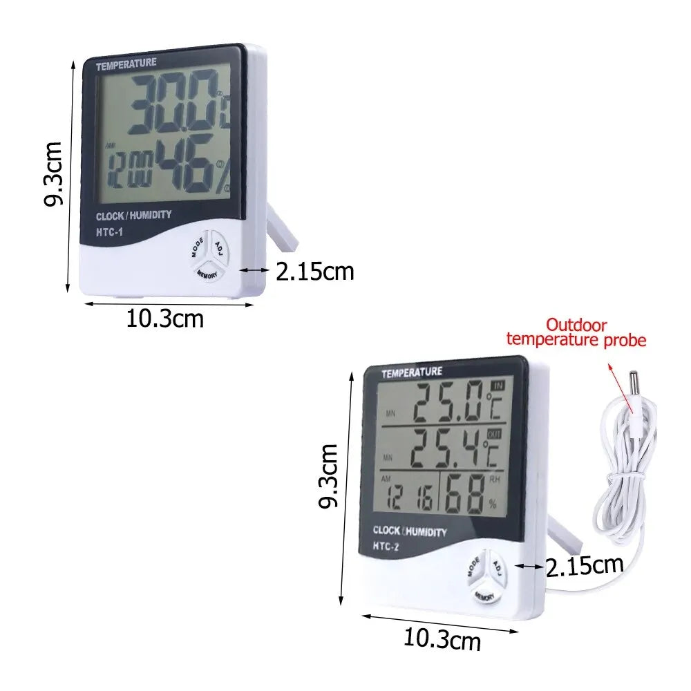 1/2Pcs HTC-1 HTC-2 LCD Electronic Humidity Meter Smart Electric Digital Hygrometer Thermometer Weather Station Clocks Outdoor