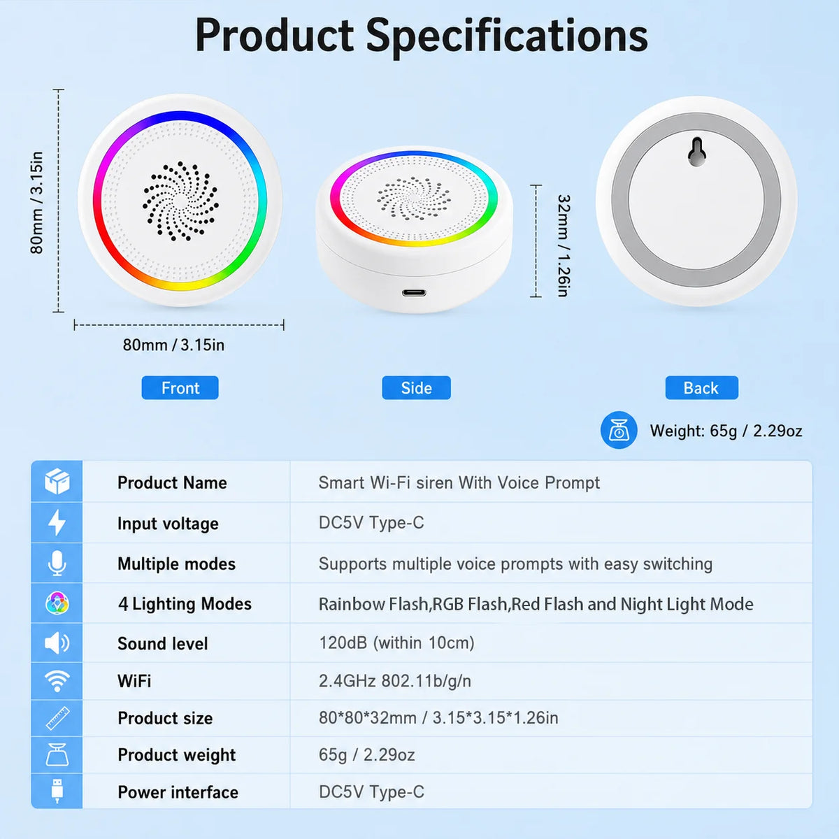 Wi-Fi glasovna sirena s RGB signalnim svjetlom