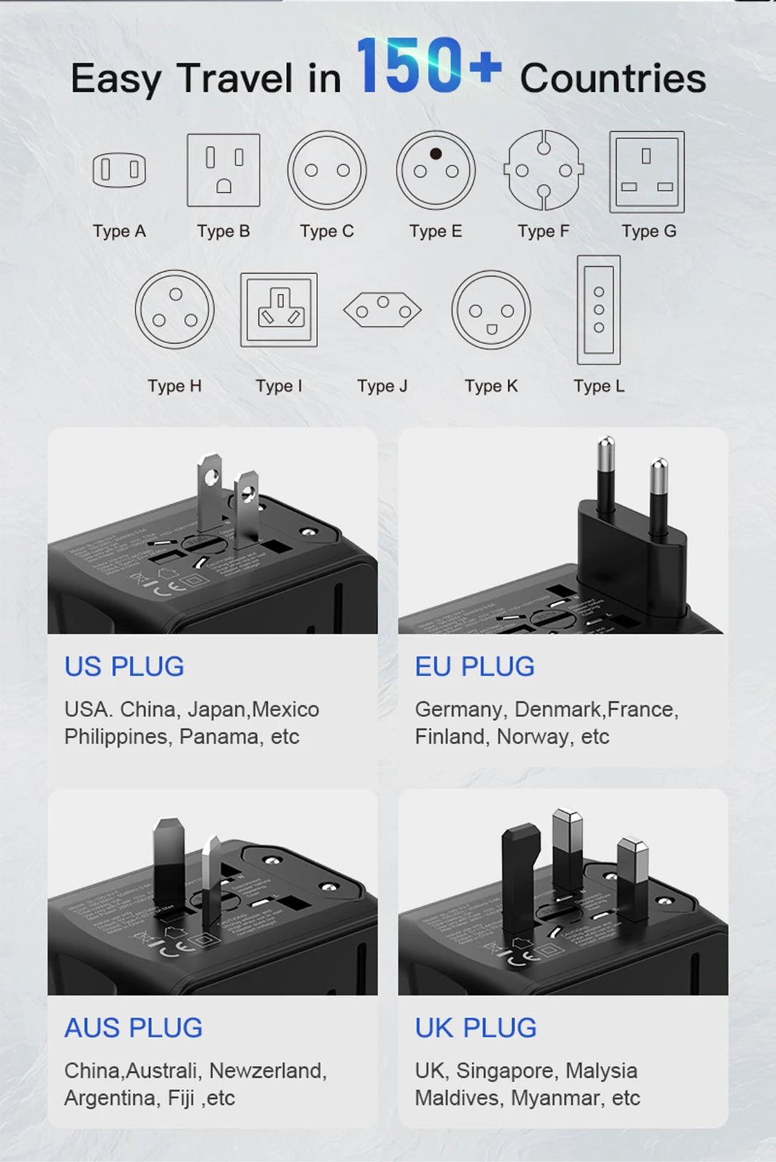 Universal Travel Adapter with USB Charging Ports