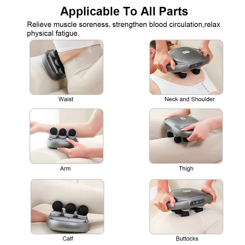 Professional Fascia Massage Gun – 6 Attachments for Muscle Relief in Back Shoulders Waist & Full Body Fascia Massage 