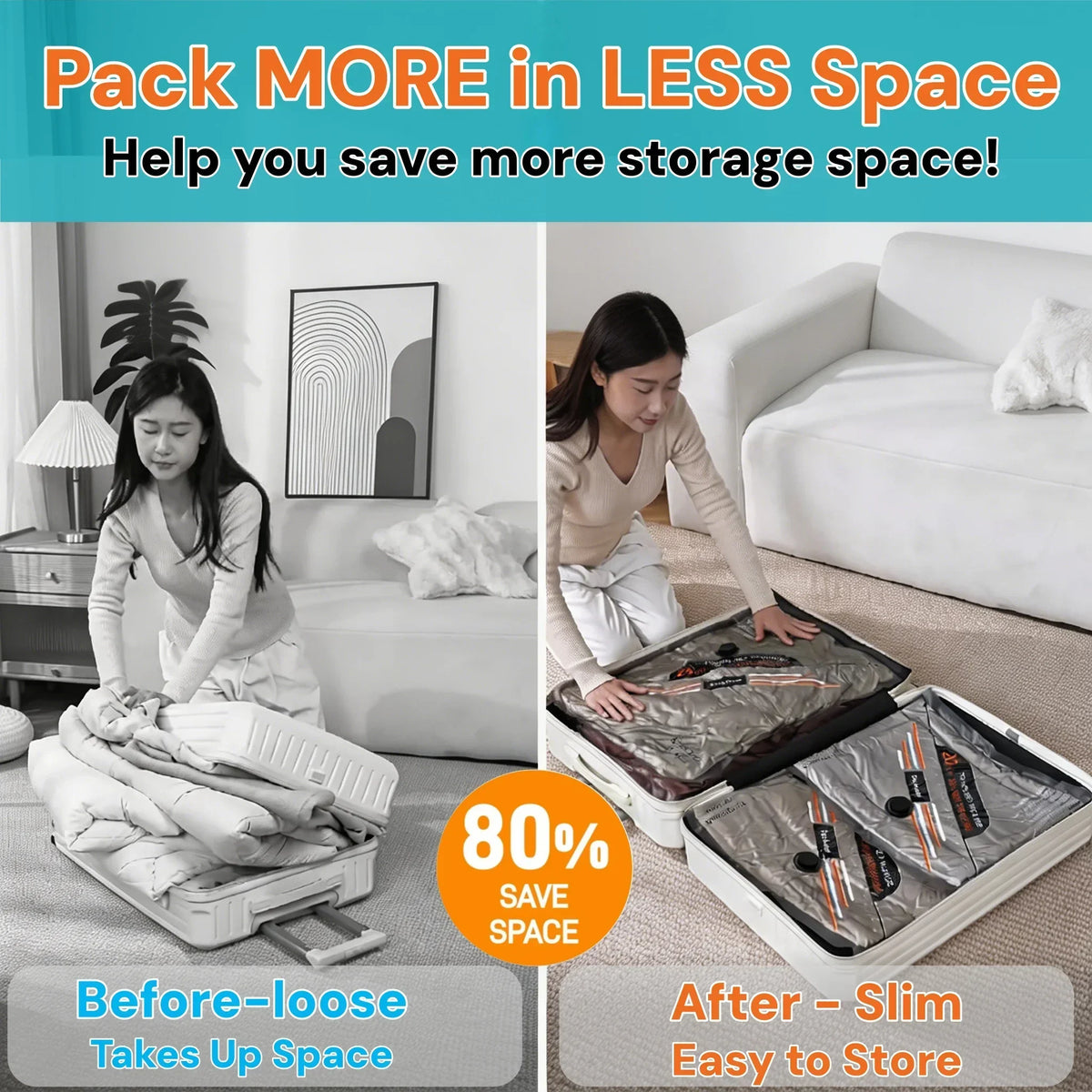 Travel Vacuum Storage Bags - Set Options