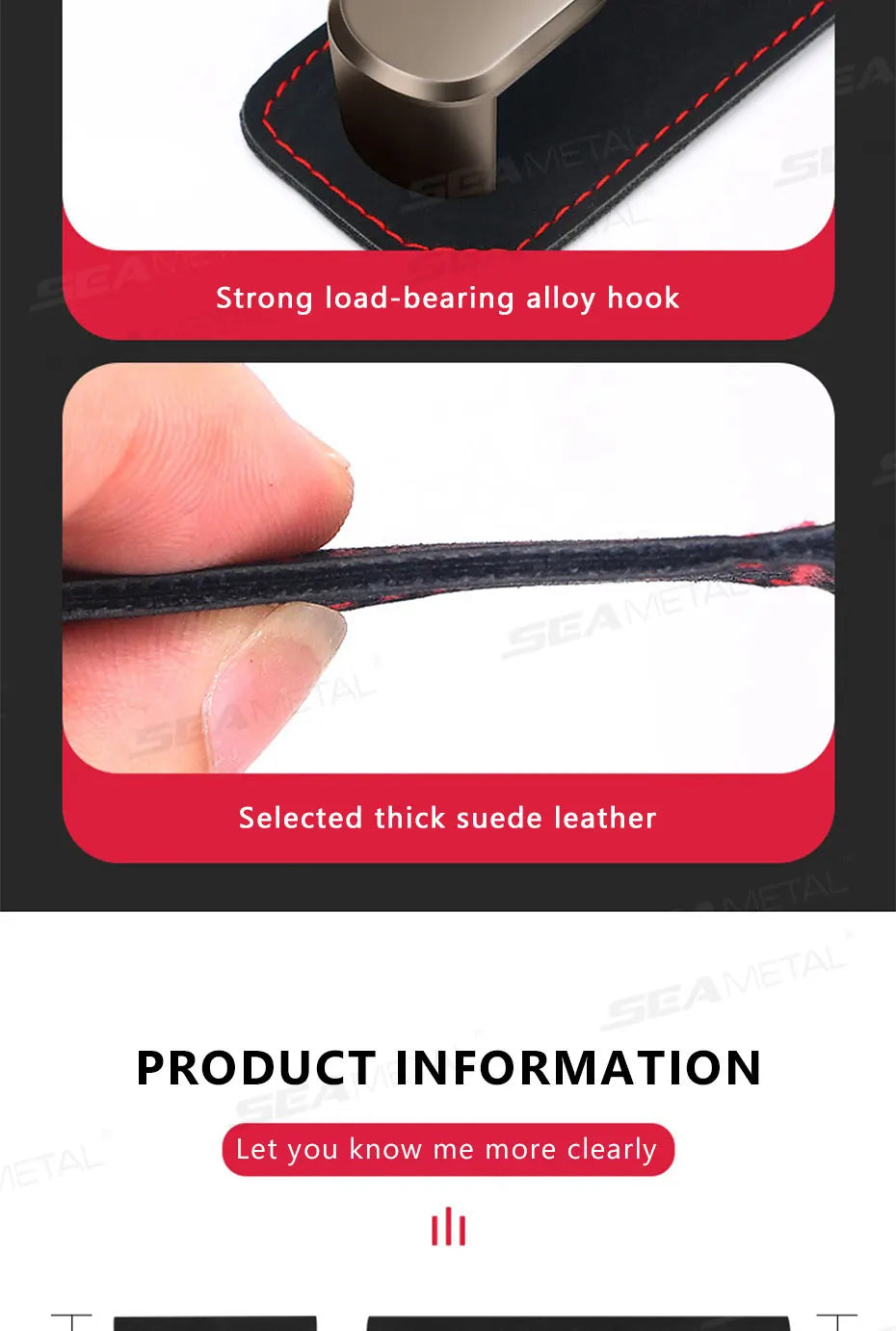 SEAMETAL Car Seat Hook Hanger Co-Pilot Storage Box Hanger Metal Hook for Bag Luxury Suede 15KG Large-Bearing Car Handbag Holder