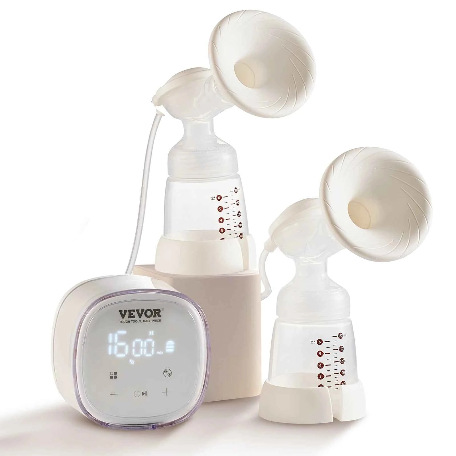 SucceBuy Breast Pump Portable 2800mAH Rechargeable Double Electric Breast Pumps Anti-Backflow Breastfeeding Pump w/ LED Display
