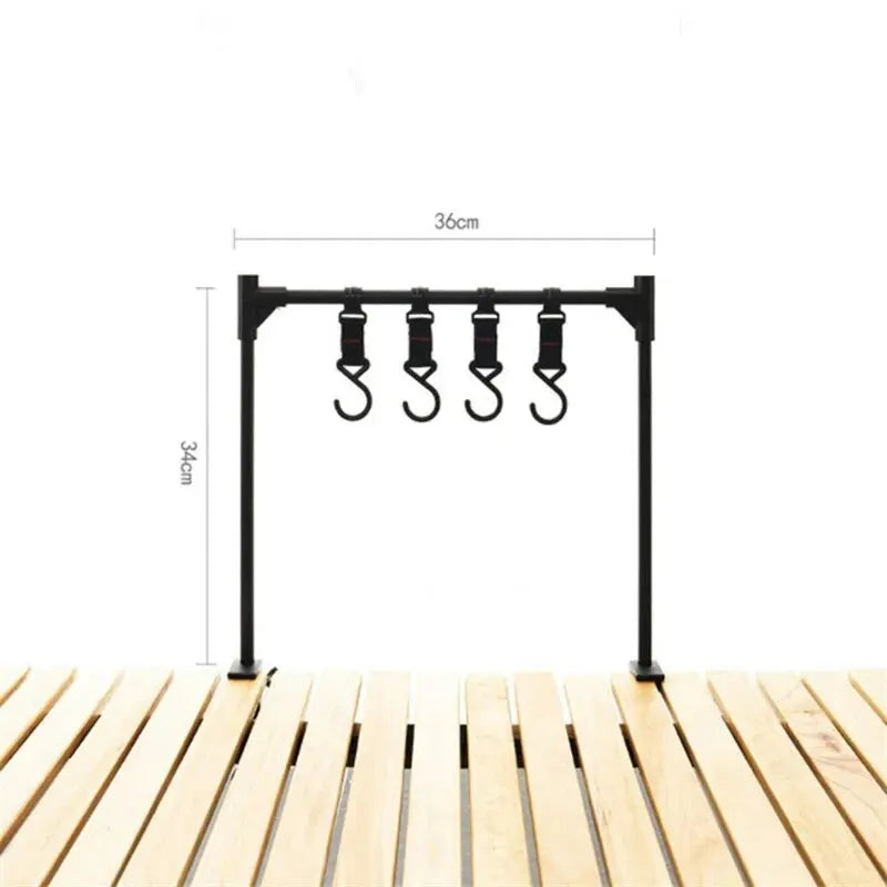 Camping Desktop Storage Rack with Hooks for Outdoor Tables