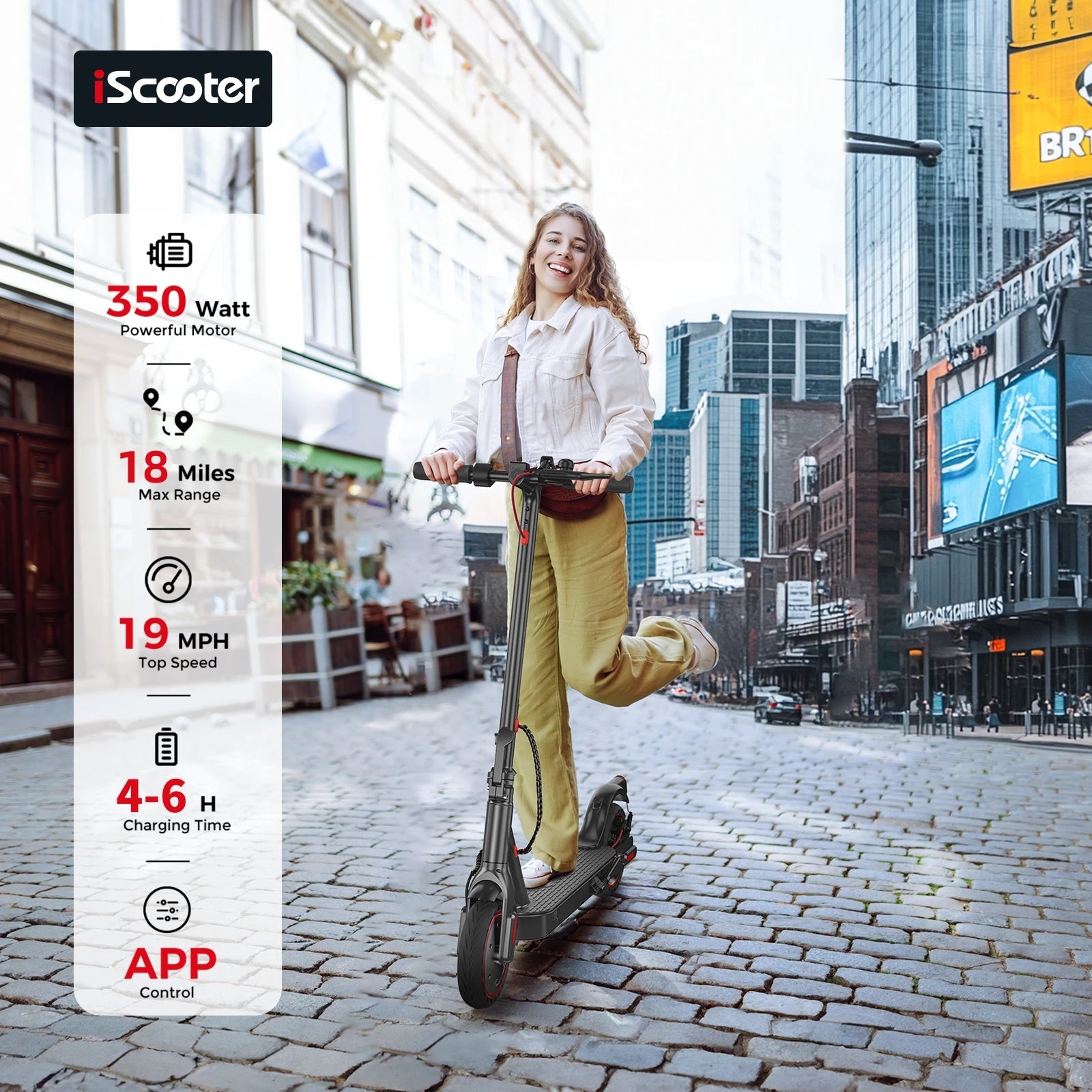 iScooter i9 Electric Scooter with 8.5 Inch Honeycomb Tires