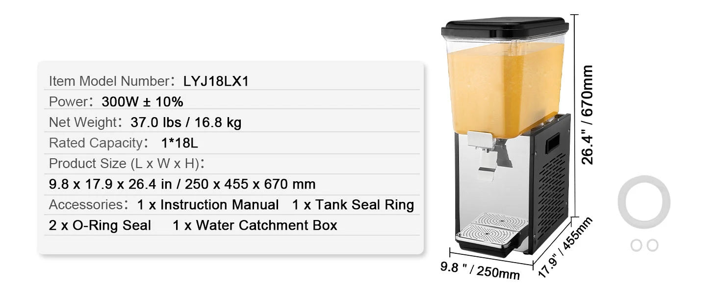 Kommersiell dryckesdispenser 10L–18L rostfri kylmaskin