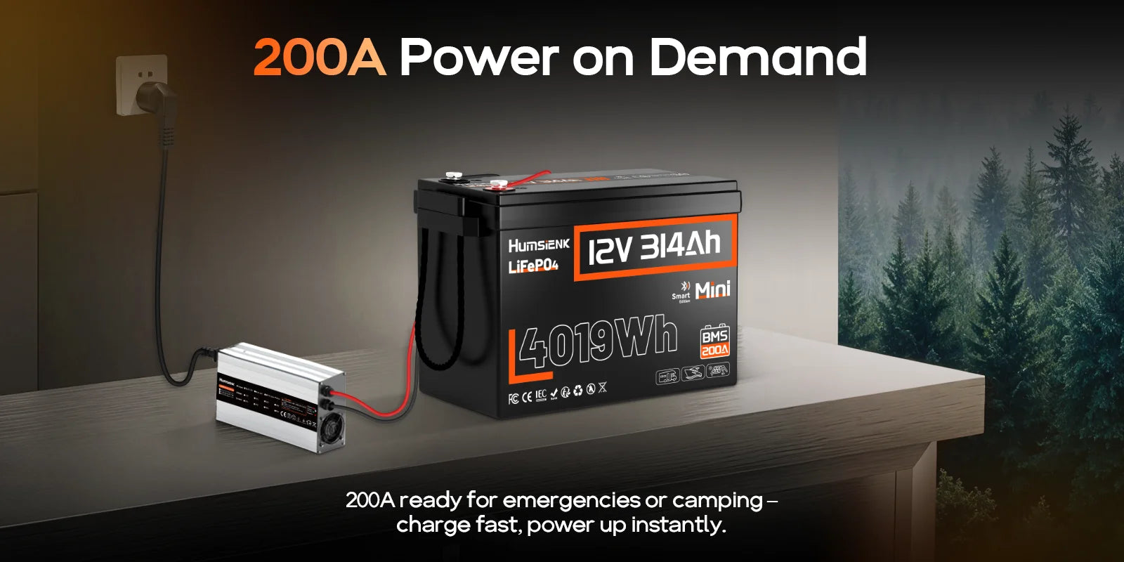 12V 314Ah LiFePO4 Batterie mit 200A BMS für Wohnmobil, Marine & Solar